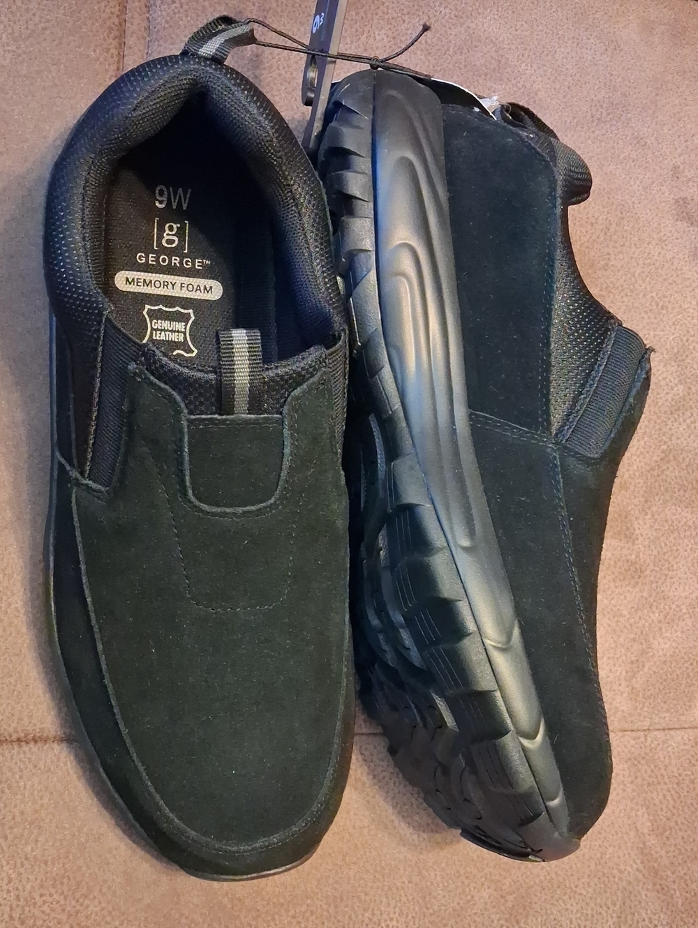 George Men's Slip-On Memory Foam Rugged Moc - Black 9W